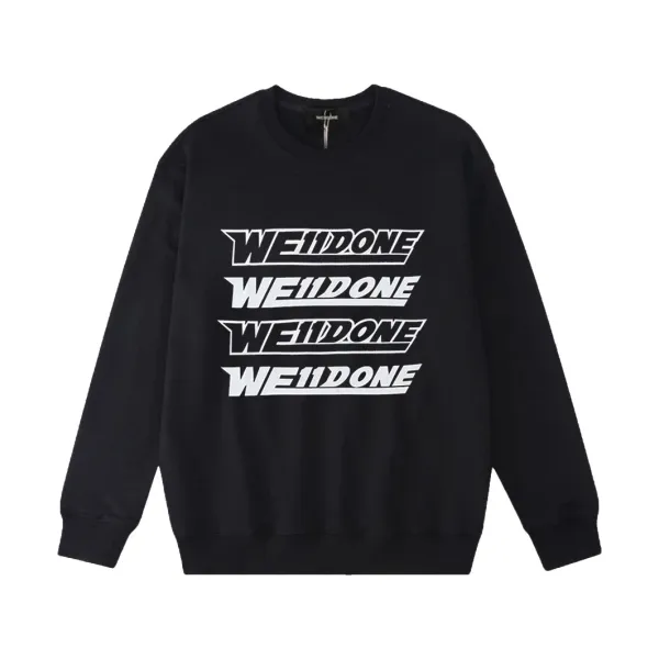 Design WE11DONE Repeat Logo Black Hoodie - 1