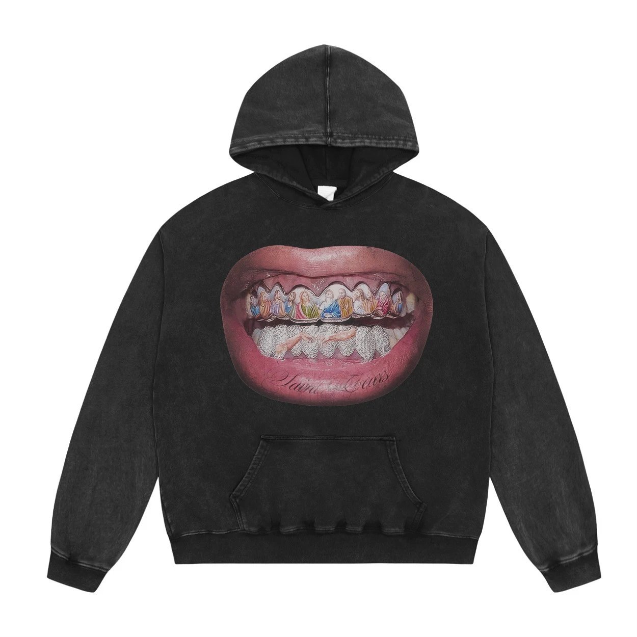 Unbranded Hoodies & Sweatshirts Washed Graphic Pullover Hoodie with Kangaroo Pocket — 03