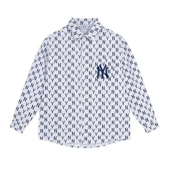 MLB New York Yankees Logo Embroidered Light Blue Button-Up Shirt - 9