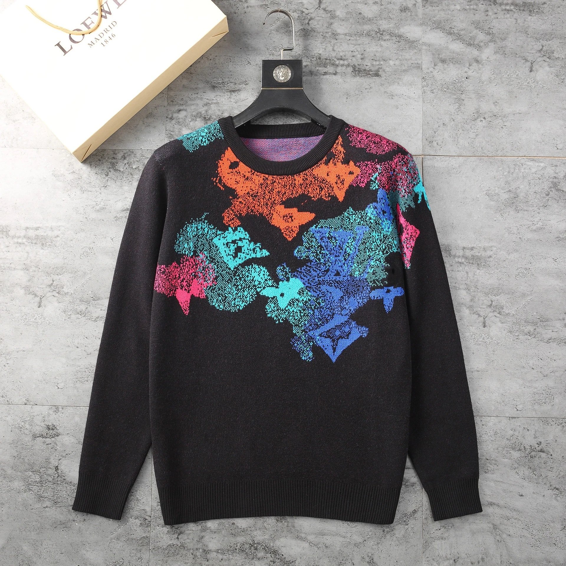 Loewe Multicolor Abstract Knit Sweater Black