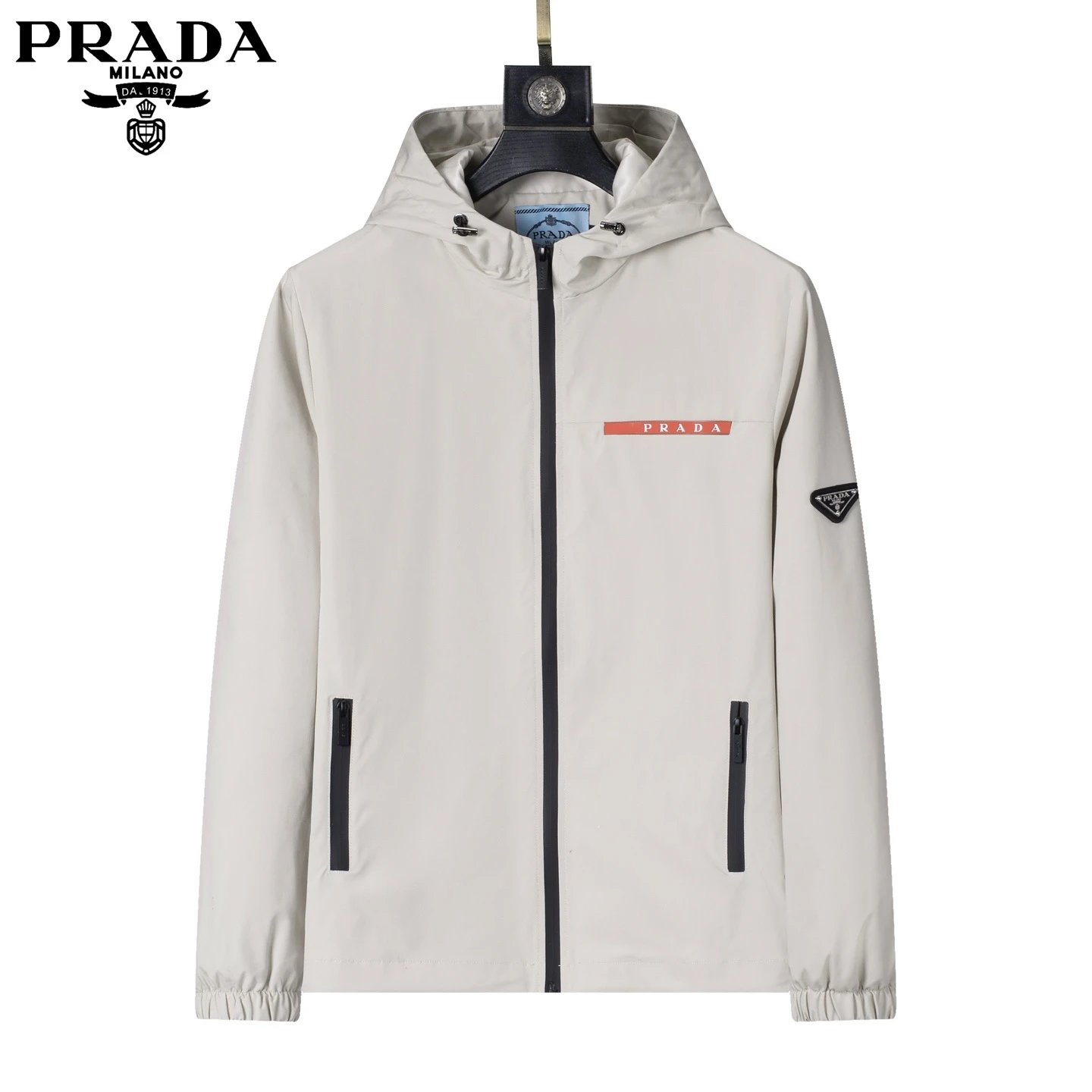 Dior Oblique Print Hooded Windbreaker Jacket in Navy and White Outerwear - 13