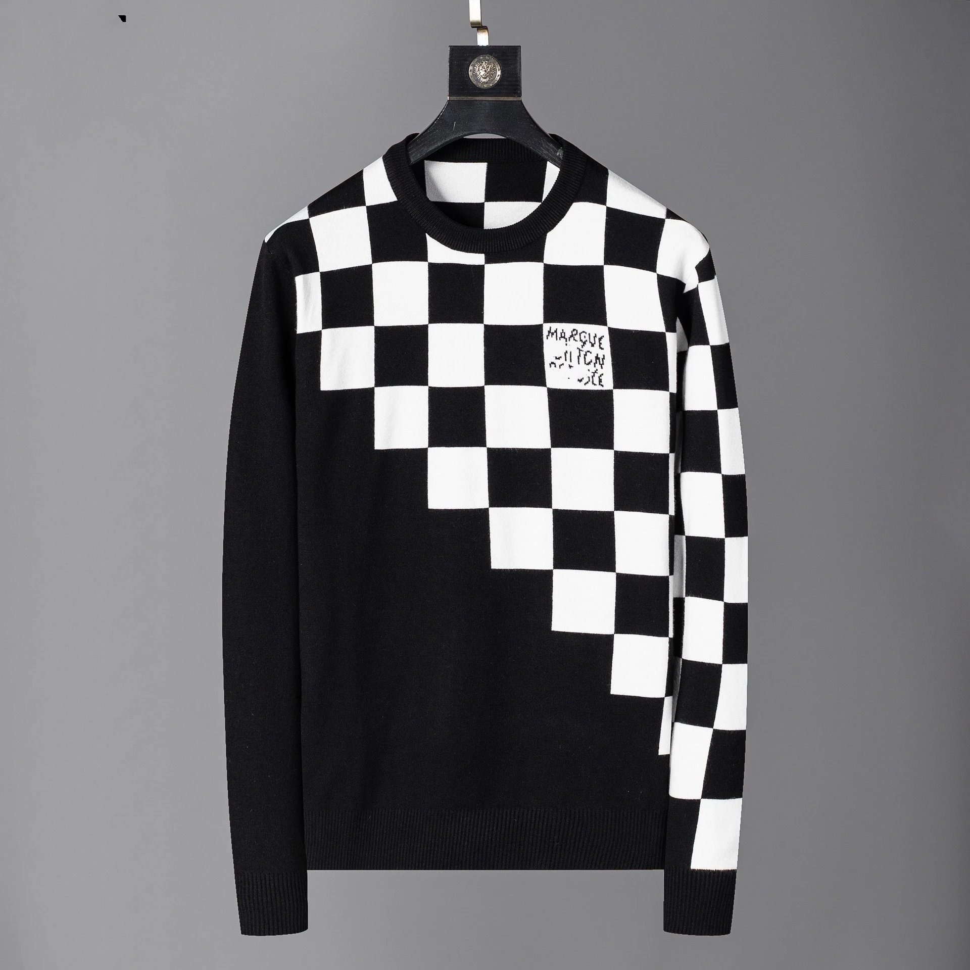 Maison Margiela Checkered Knit Sweater Black and White