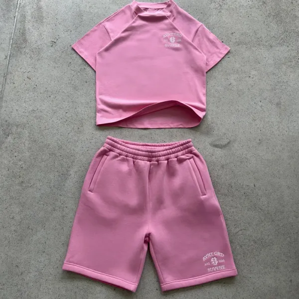 Design Embroidered Logo Fleece Shorts Gray Pink Navy Black - 8