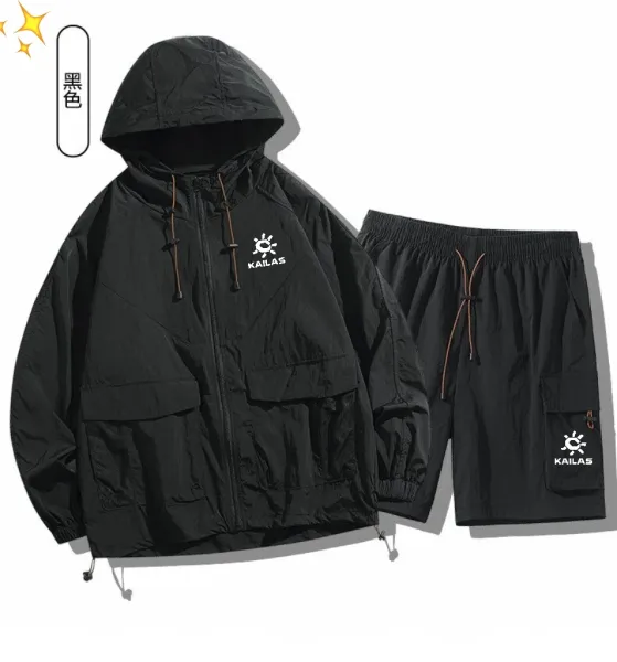 Descente Windbreaker Set Gray with Purple Accents Outerwear Set - 6