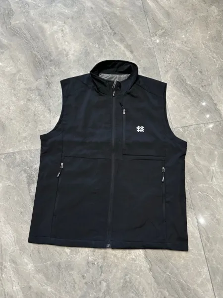 Design Fleece Vest Beige with Black Zippers Vest Outerwear.vest - 13