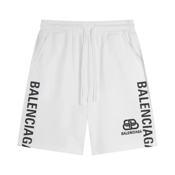 Balenciaga Logo Print Sweat Shorts White - 1