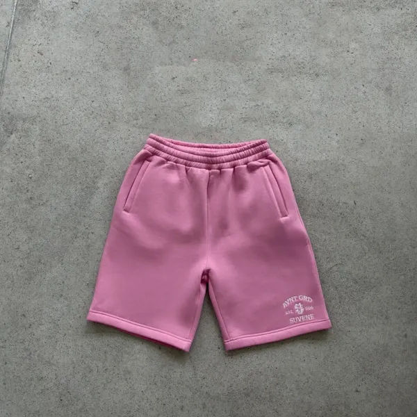 Design Embroidered Logo Fleece Shorts Gray Pink Navy Black - 15