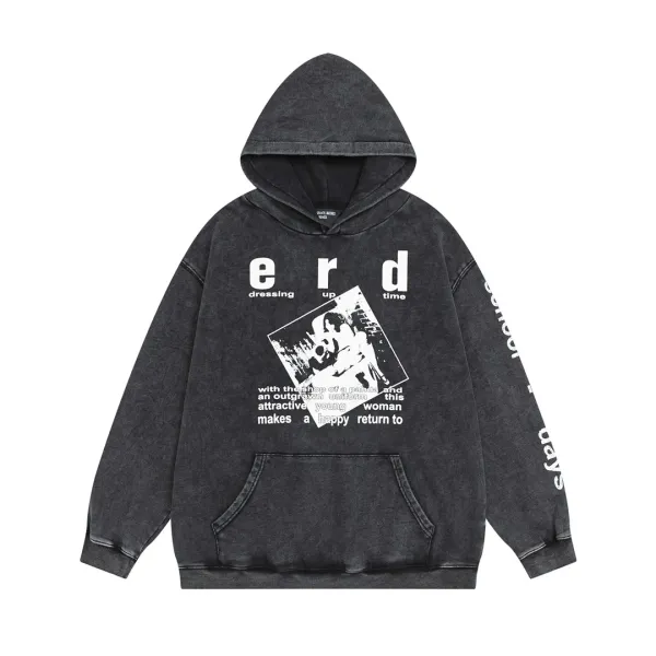 Design Erd Hoodie Washed Black Oversized Pullover Hoodie - 4