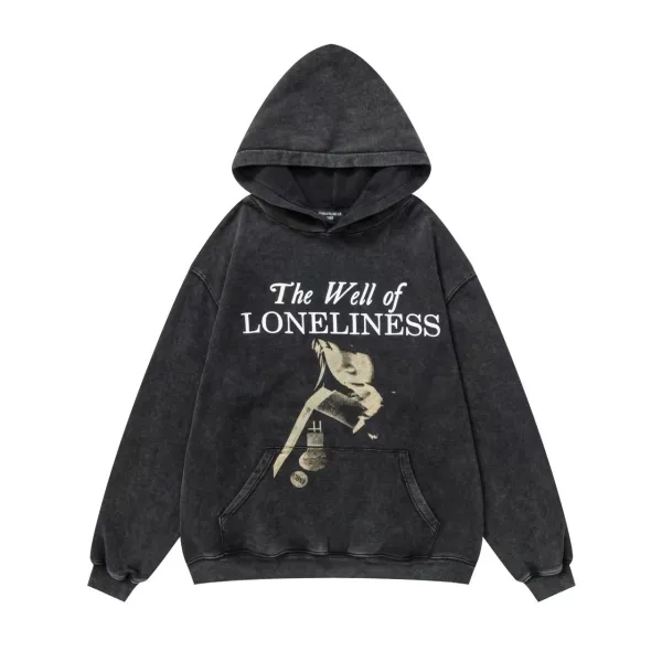 Design Erd Hoodie Washed Black Oversized Pullover Hoodie - 17