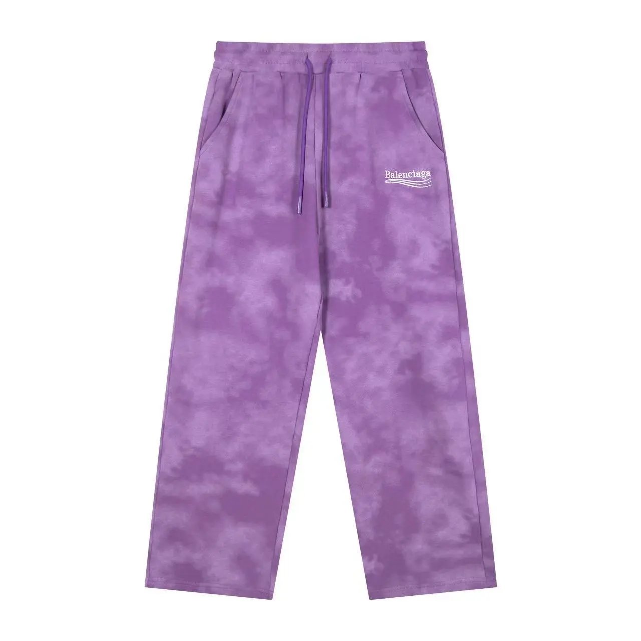 Balenciaga Logo-Embroidered Tie-Dye Sweatpants Beige - 17