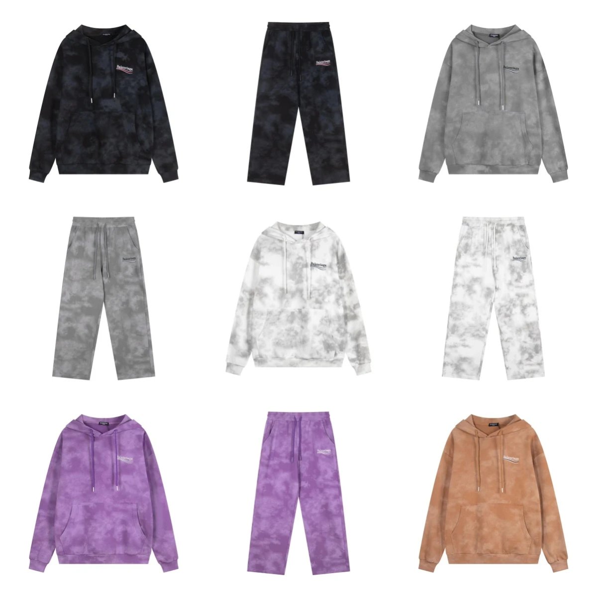 Balenciaga Logo-Embroidered Tie-Dye Sweatpants Beige - 3