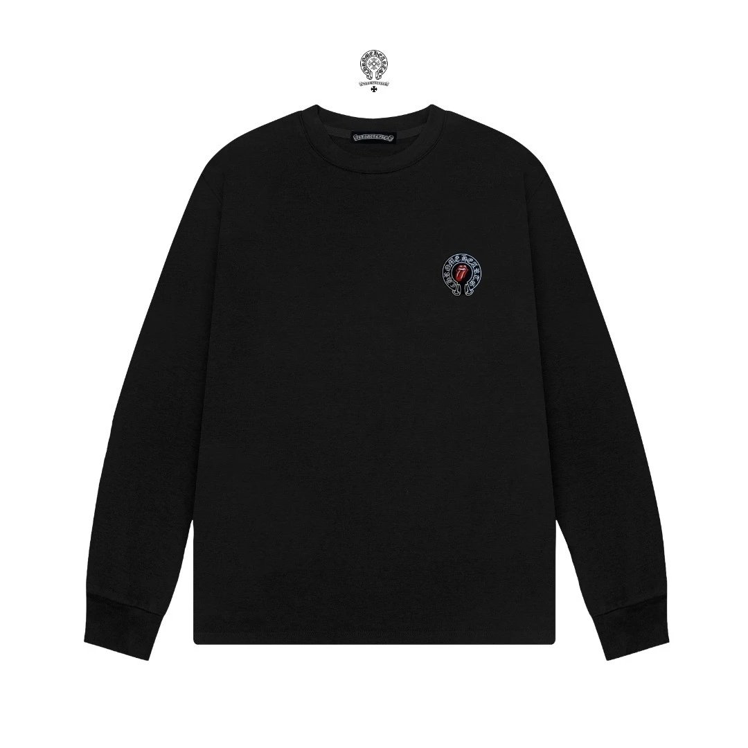 Chrome Hearts Cross Embroidery Black Long Sleeve Tee T-Shirts - 5