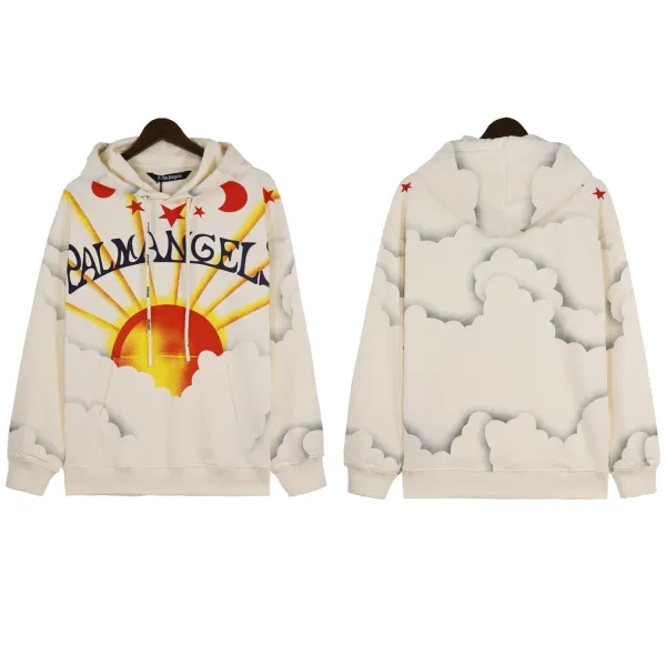 Palm Angels Sun & Clouds Graphic Hoodie Beige - 1