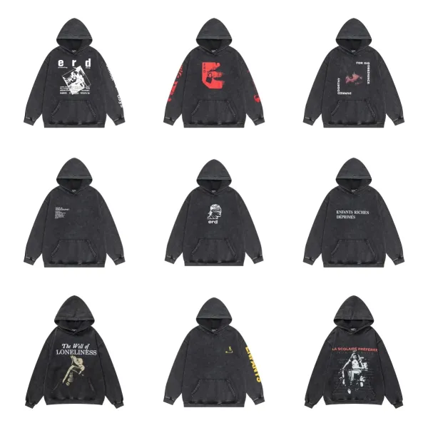Design Erd Hoodie Washed Black Oversized Pullover Hoodie - 3