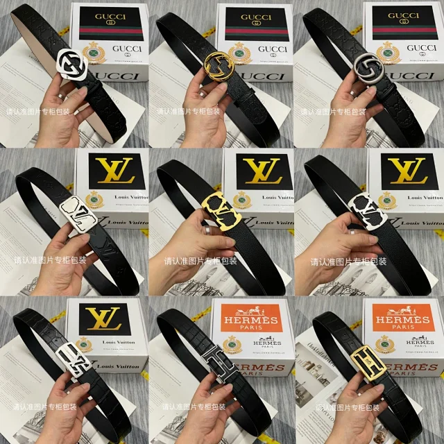 Louis Vuitton Belts Textured belt with LV-letter buckle product detail image 1