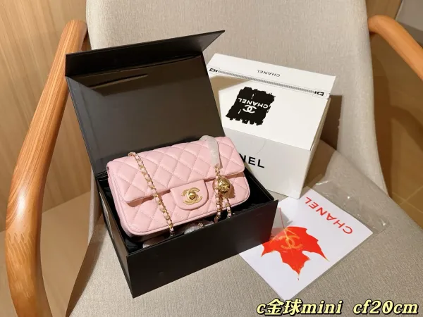 Chanel Classic Flap Mini Pink Quilted Lambskin Chain Bag Shoulder Bags - 1