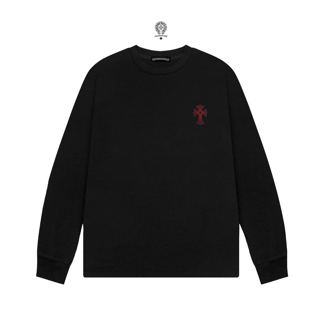Chrome Hearts Cross Embroidery Black Long Sleeve Tee T-Shirts - 6