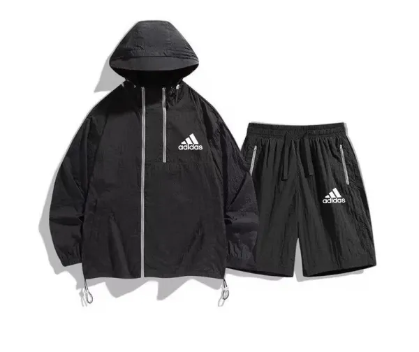 Descente Windbreaker Set Gray with Purple Accents Outerwear Set - 14