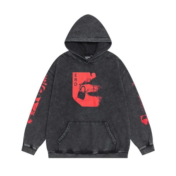Design Erd Hoodie Washed Black Oversized Pullover Hoodie - 7