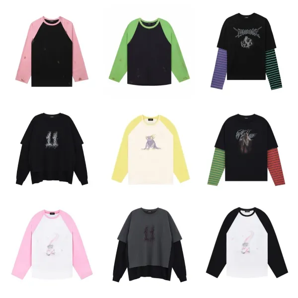 Design Layered Sleeve Graphic T-Shirt Black Purple Green - 3