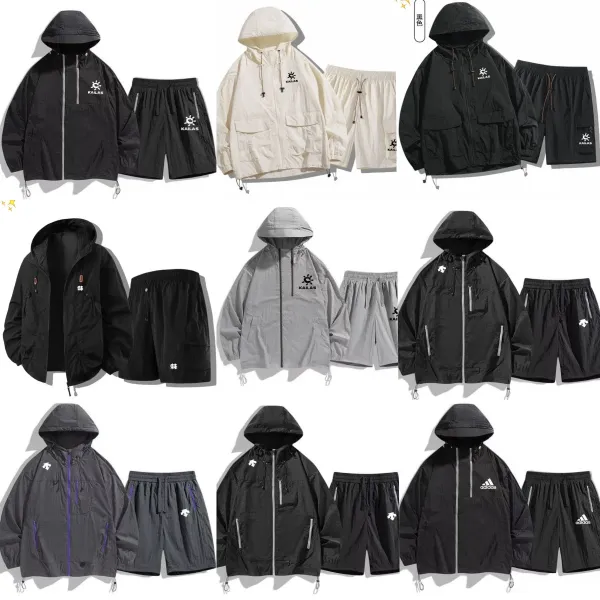 Descente Windbreaker Set Gray with Purple Accents Outerwear Set - 3