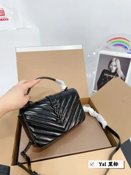 Saint Laurent Loulou Small Quilted Patent Leather Black Handbag - 1