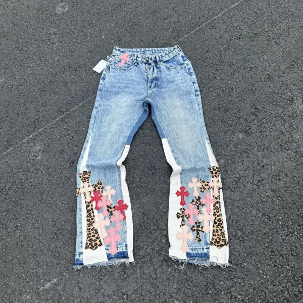 Chrome Hearts Cross Patch Flare Jeans Blue - 1