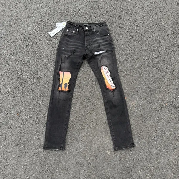 Purple Brand Distressed Patchwork Black Jeans - 1