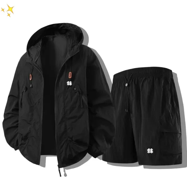 Descente Windbreaker Set Gray with Purple Accents Outerwear Set - 4