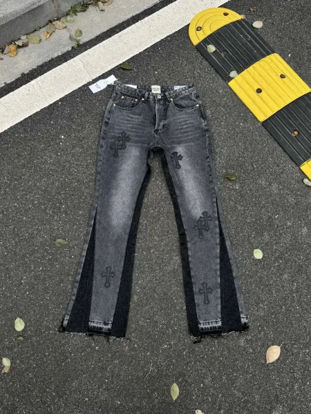 Design Paint-Splatter Contrast-Panel Black Jeans - 6