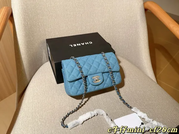Chanel Classic Flap Mini in Denim Blue Chain Bag - 1