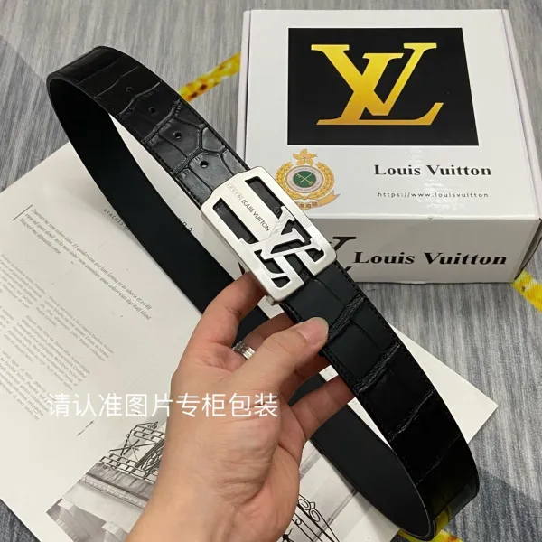 Louis Vuitton LV Initiales Belt Black Alligator Leather Belt - 1
