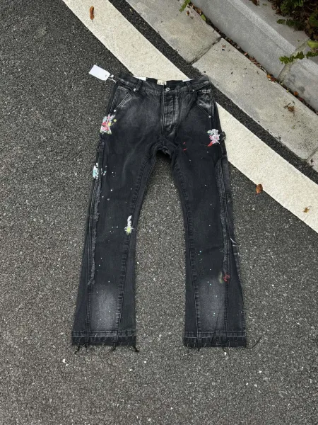 Gallery Dept Paint-Splatter Distressed Black Jeans - 1