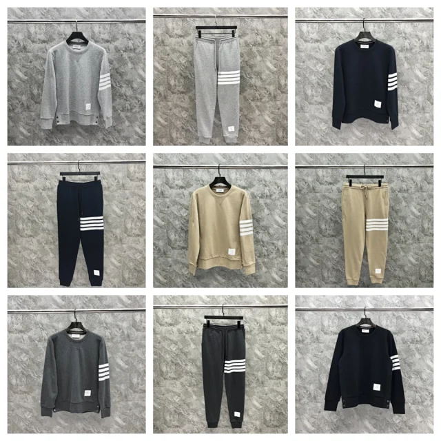 Thom Browne Hoodies & Sweatshirts Four-Stripe Crewneck Sweatshirt with Side Buttons product detail image 1