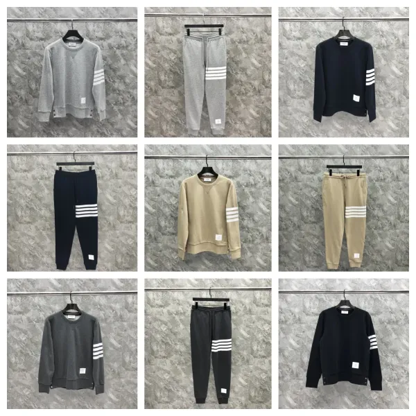 Thom Browne 4-Bar Stripe Black Sweatshirt and Sweatpants Set - 3