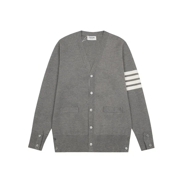 Thom Browne Knitwear Four-Bar Striped Sleeve V-Neck Cardigan product detail image 13