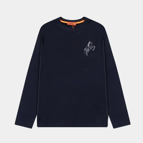 Hermès Horse Motif Long-Sleeve T-Shirt Navy - 1