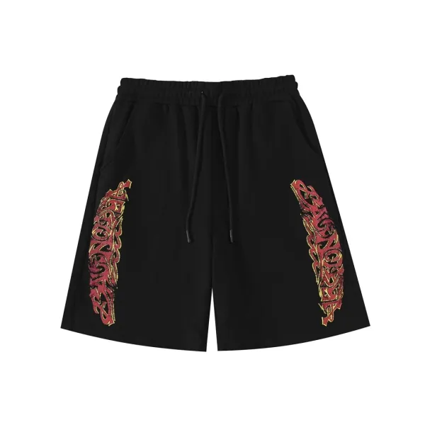 Design Flame Script Shorts Black - 1