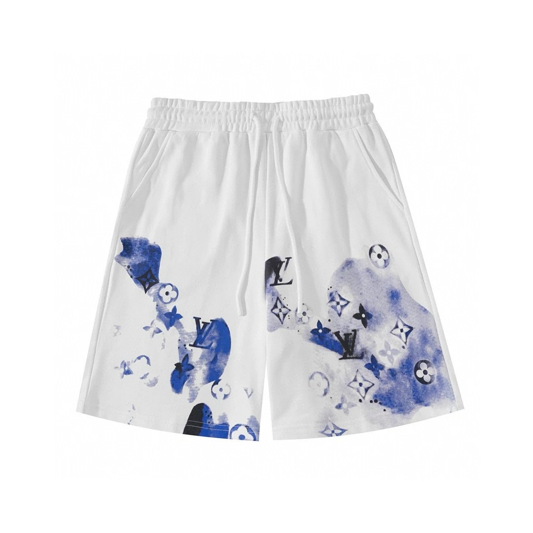 Louis Vuitton Monogram Print Drawstring Shorts Gray - 8