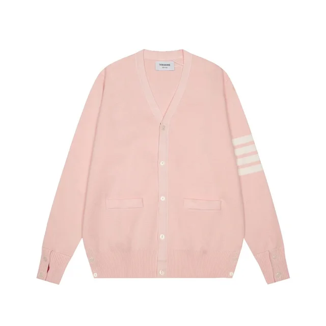 Thom Browne Knitwear Four-Bar Striped Sleeve V-Neck Cardigan product detail image 11