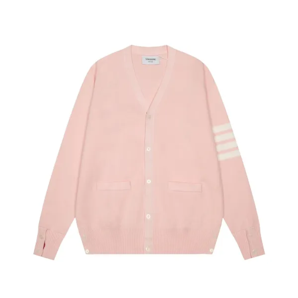 Thom Browne Stripe-Trimmed Navy Knit Zip-Up Jacket Outerwear - 13