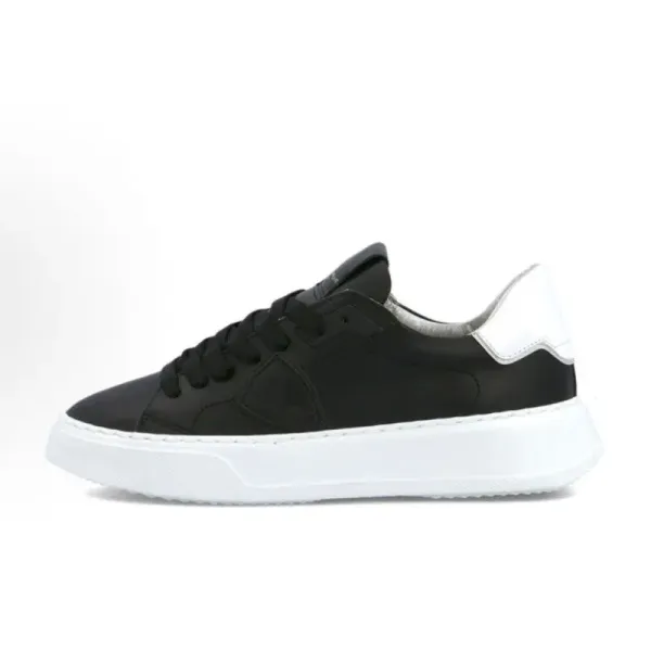 Philipp Plein Distressed White Leather Sneakers with Blue Heel Tab - 7