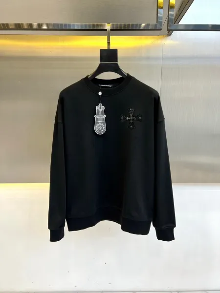Chrome Hearts Cross Embroidered Black Hoodie - 1