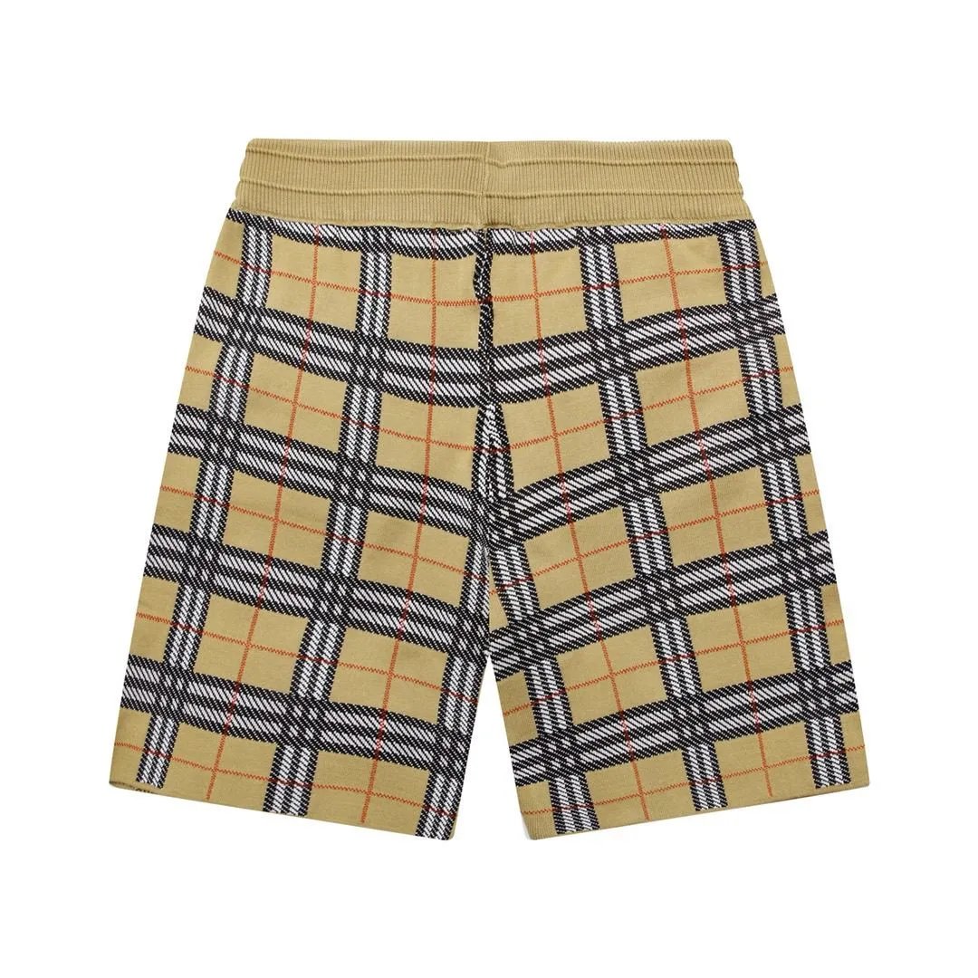Burberry Shorts Knit Drawstring with Check Side Panels — 11