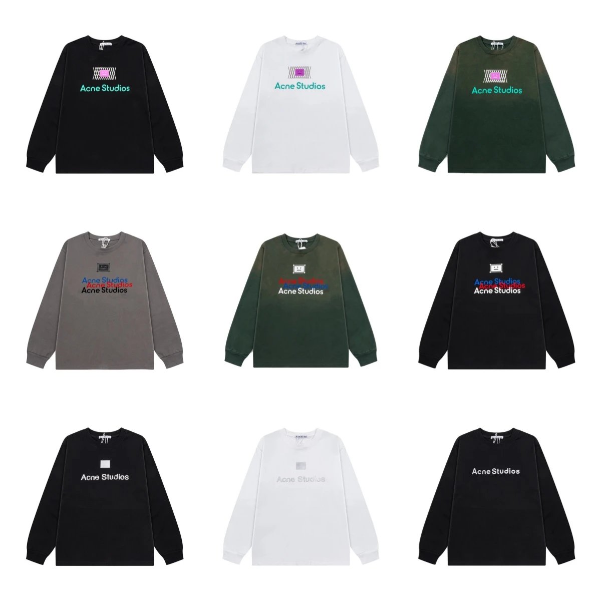 Acne Studios Face Logo Long Sleeve T-Shirt White - 3