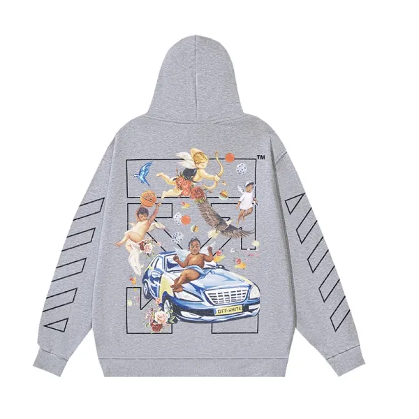 Off-White Graphic Print Hoodie Gray - 1