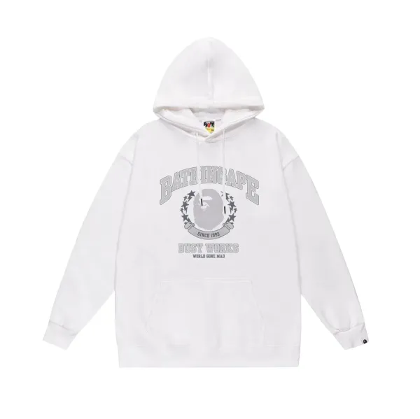 A Bathing Ape Busy Works Arch Logo Hoodie White - 6
