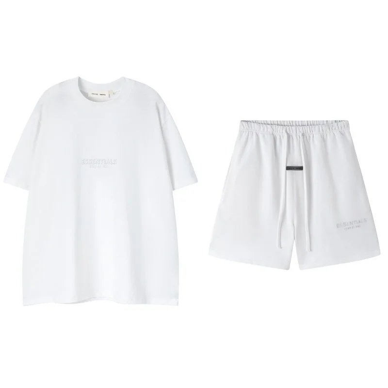 Fear of God Essentials Heather Gray Oversized T-Shirt and Drawstring Shorts Set - 5