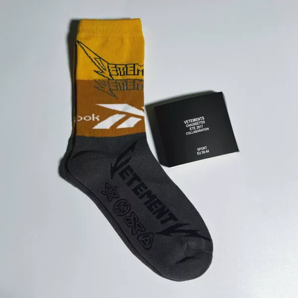 Vetements x Reebok Sport Socks Yellow / Brown / Gray - 1