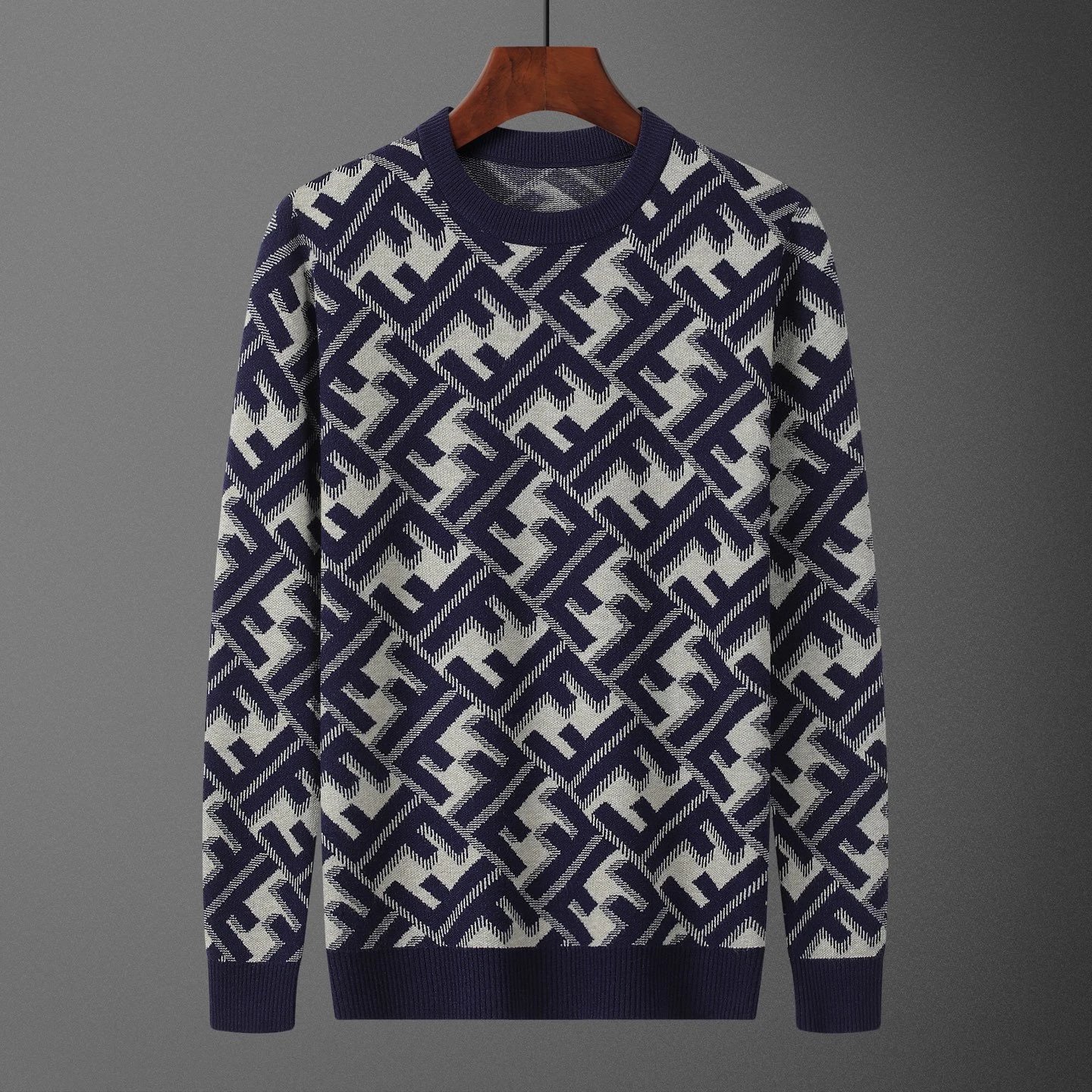Prada Milano Logo Knit Sweater Navy with Orange Trim - 17